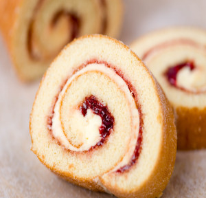 Raspberry jam Swiss roll