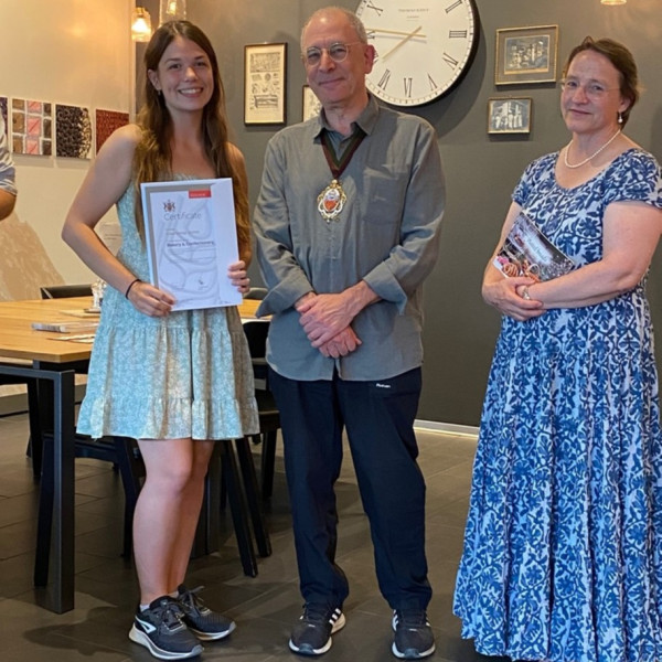 Courtenay Jones being presented her award